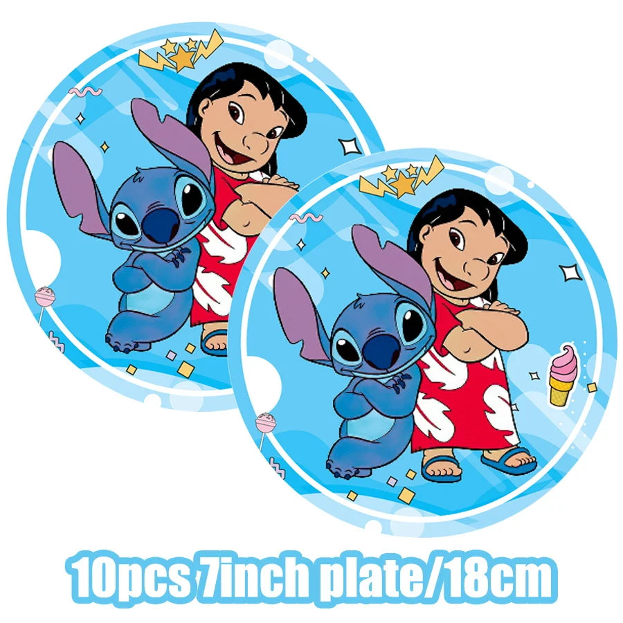 Disney Lilo und Stitch Geburtstagsparty-Dekorationen, Mix-Teller, Tasse, Serviette, Tischdecke, Stitch, Partygeschenke für Kinder, Zubehör, Deko-Set