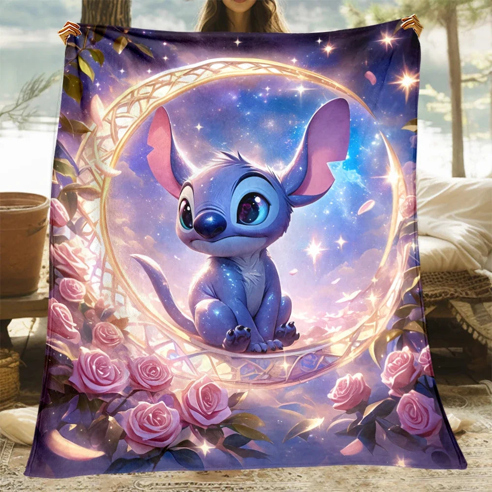 Stitch Cartoon HD-gedruckte Decken, Flanell-Überwurf, Campingdecken für Sofa, dünne Decke, modernes Modegeschenk