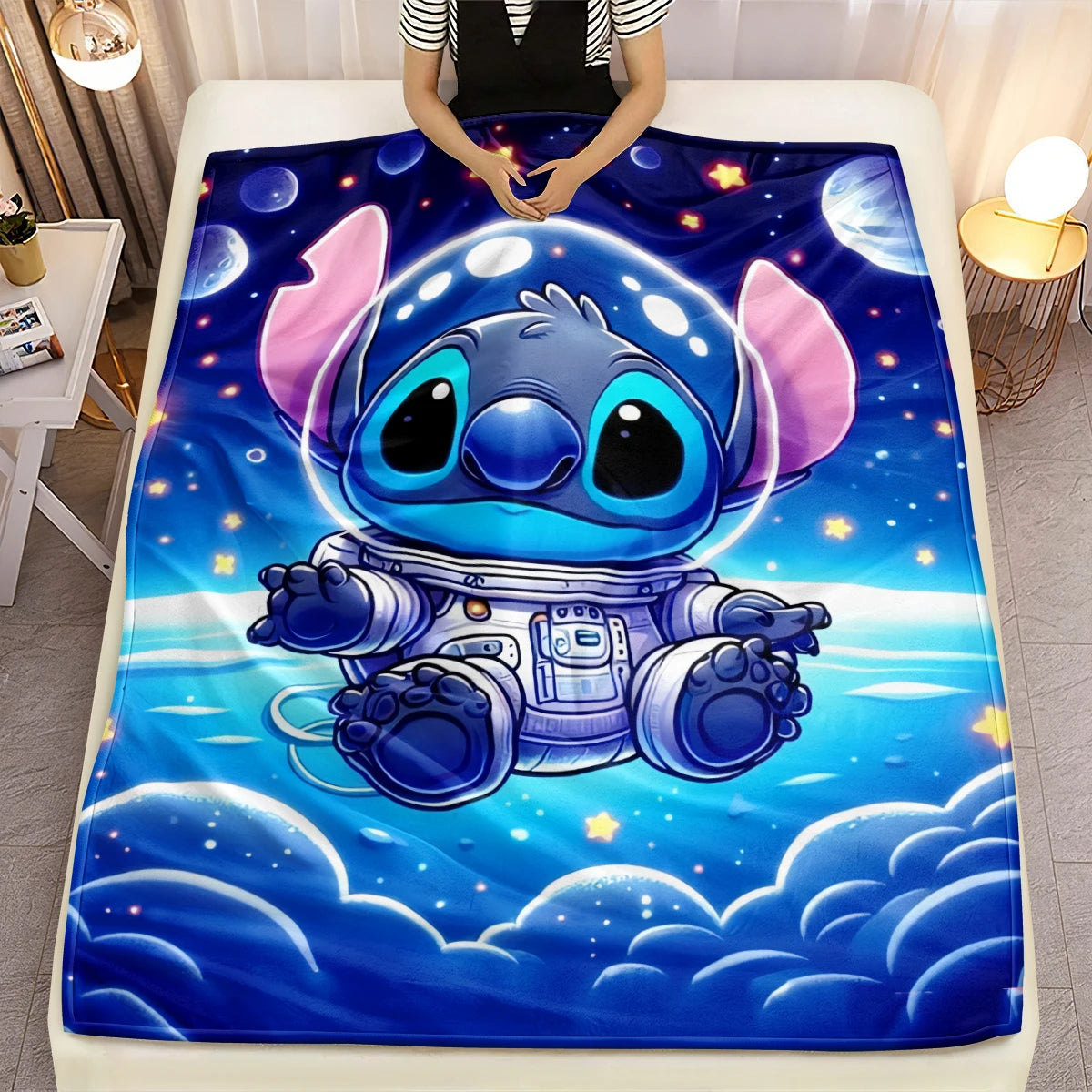Lilo & Stitch, Stitch bedruckte Sofa-Überwurfdecke aus weichem, warmem Flanell. Büro, Camping, Picknick, Outdoor, Nickerchenumhang, Schlafzimmerdecken.
