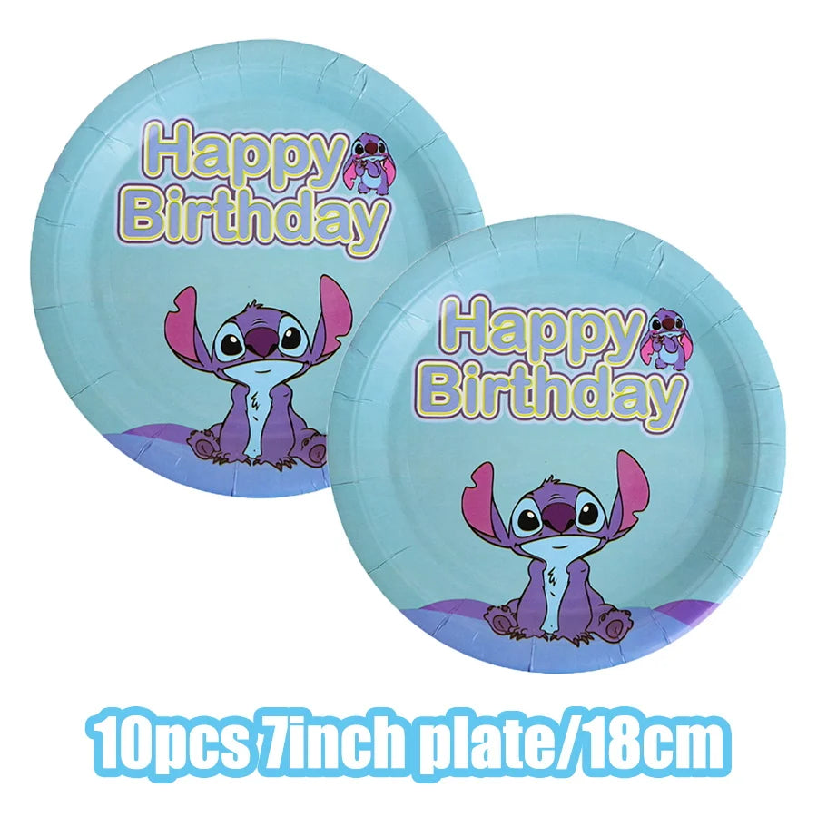 Disney Lilo und Stitch Geburtstagsparty-Dekorationen, Mix-Teller, Tasse, Serviette, Tischdecke, Stitch, Partygeschenke für Kinder, Zubehör, Deko-Set