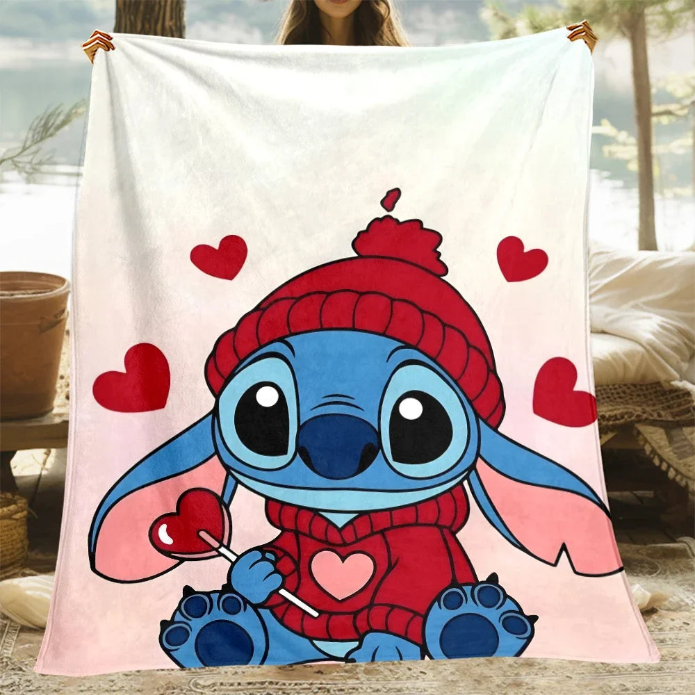 Stitch Cartoon HD-gedruckte Decken, Flanell-Überwurf, Campingdecken für Sofa, dünne Decke, modernes Modegeschenk