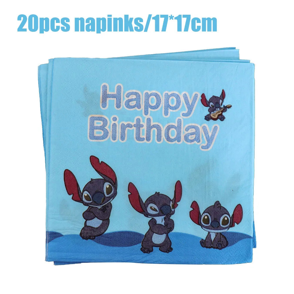 Disney Lilo und Stitch Geburtstagsparty-Dekorationen, Mix-Teller, Tasse, Serviette, Tischdecke, Stitch, Partygeschenke für Kinder, Zubehör, Deko-Set
