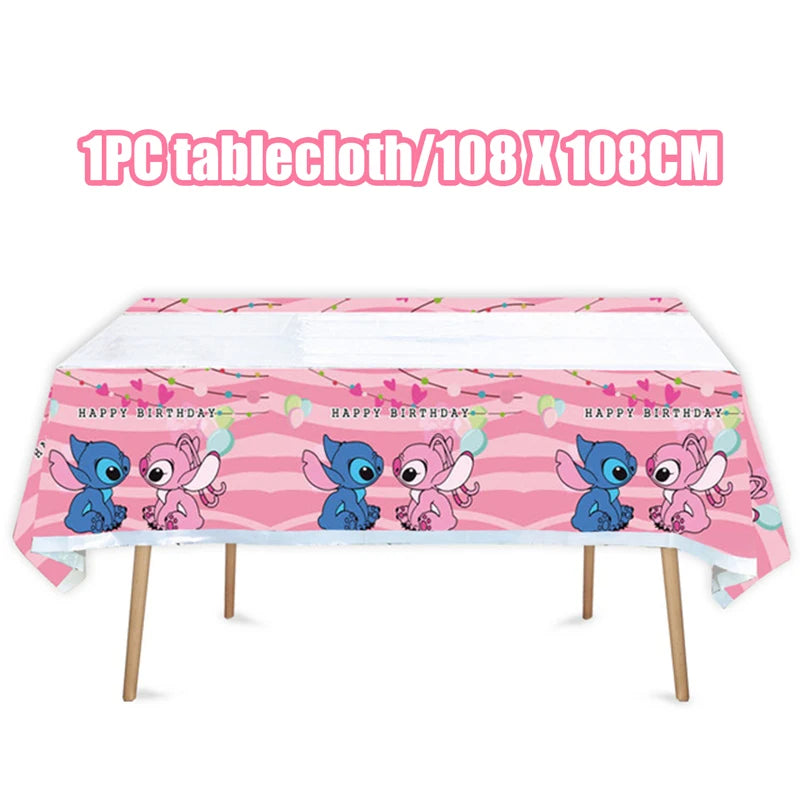 Disney Lilo und Stitch Geburtstagsparty-Dekorationen, Mix-Teller, Tasse, Serviette, Tischdecke, Stitch, Partygeschenke für Kinder, Zubehör, Deko-Set