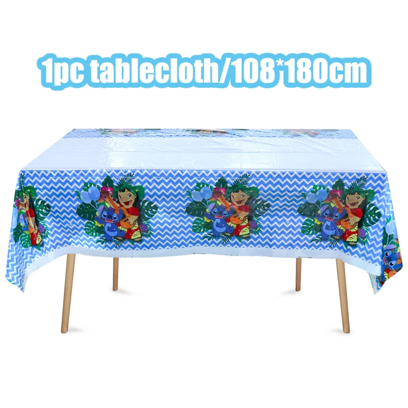 Disney Lilo und Stitch Geburtstagsparty-Dekorationen, Mix-Teller, Tasse, Serviette, Tischdecke, Stitch, Partygeschenke für Kinder, Zubehör, Deko-Set
