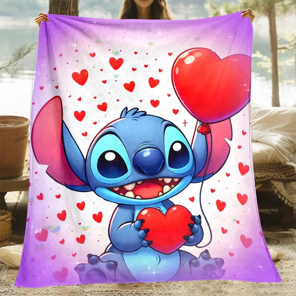 Stitch Cartoon HD-gedruckte Decken, Flanell-Überwurf, Campingdecken für Sofa, dünne Decke, modernes Modegeschenk