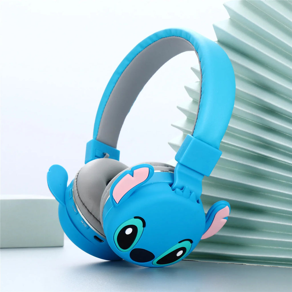 Anime Stitch Bluetooth Foldable Headphone Cartoon Cute Headset Stereo Cartoon Stitch Bluetooth Wireless Earphones Kids Gifts