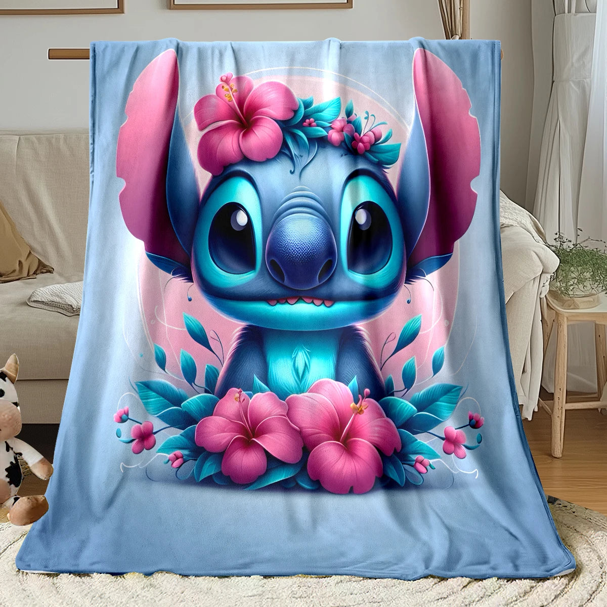 Lilo & Stitch, Stitch bedruckte Sofa-Überwurfdecke aus weichem, warmem Flanell. Büro, Camping, Picknick, Outdoor, Nickerchenumhang, Schlafzimmerdecken.