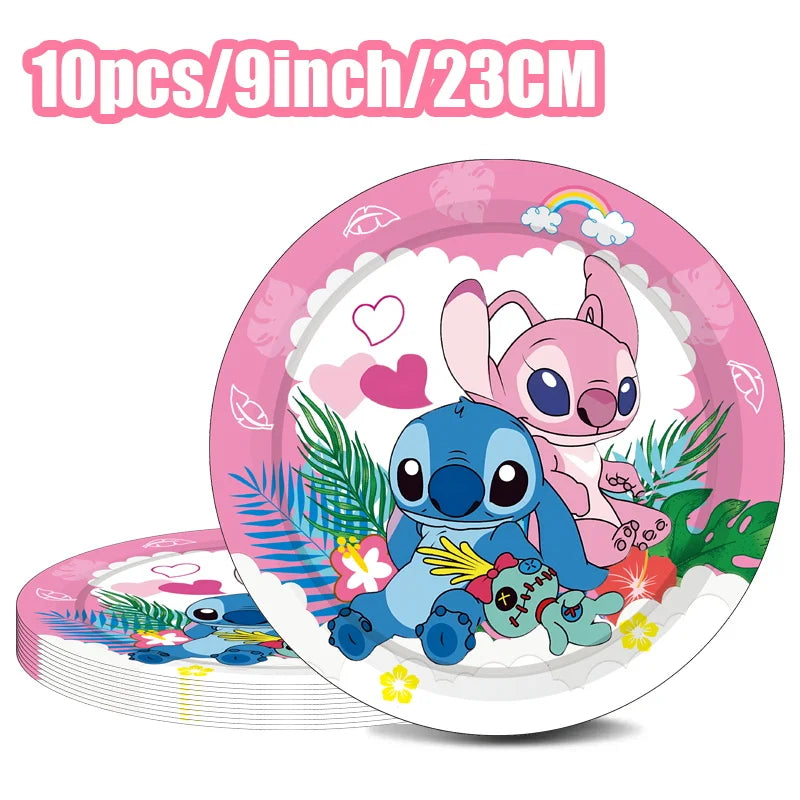 Disney Lilo und Stitch Geburtstagsparty-Dekorationen, Mix-Teller, Tasse, Serviette, Tischdecke, Stitch, Partygeschenke für Kinder, Zubehör, Deko-Set