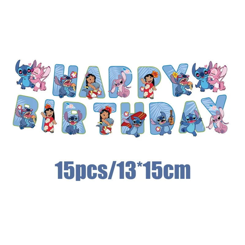 Disney Lilo und Stitch Geburtstagsparty-Dekorationen, Mix-Teller, Tasse, Serviette, Tischdecke, Stitch, Partygeschenke für Kinder, Zubehör, Deko-Set