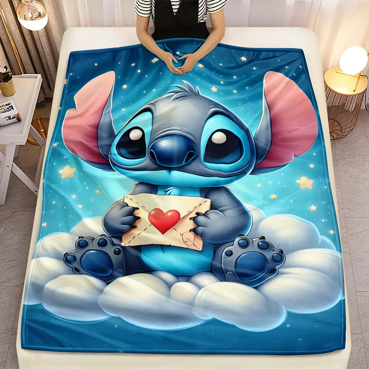 Lilo & Stitch, Stitch bedruckte Sofa-Überwurfdecke aus weichem, warmem Flanell. Büro, Camping, Picknick, Outdoor, Nickerchenumhang, Schlafzimmerdecken.