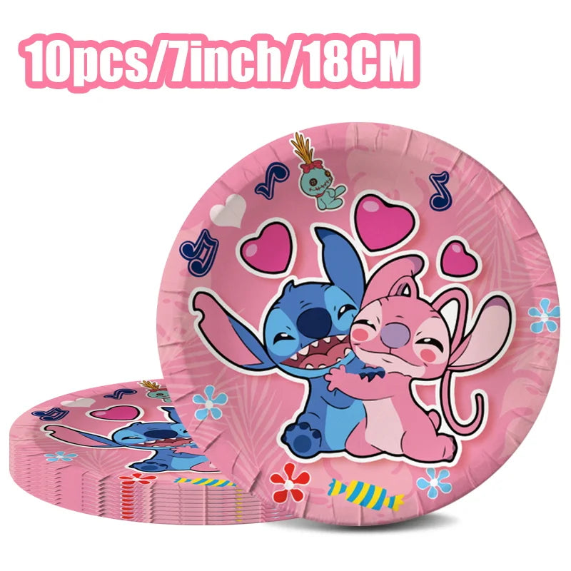 Disney Lilo und Stitch Geburtstagsparty-Dekorationen, Mix-Teller, Tasse, Serviette, Tischdecke, Stitch, Partygeschenke für Kinder, Zubehör, Deko-Set