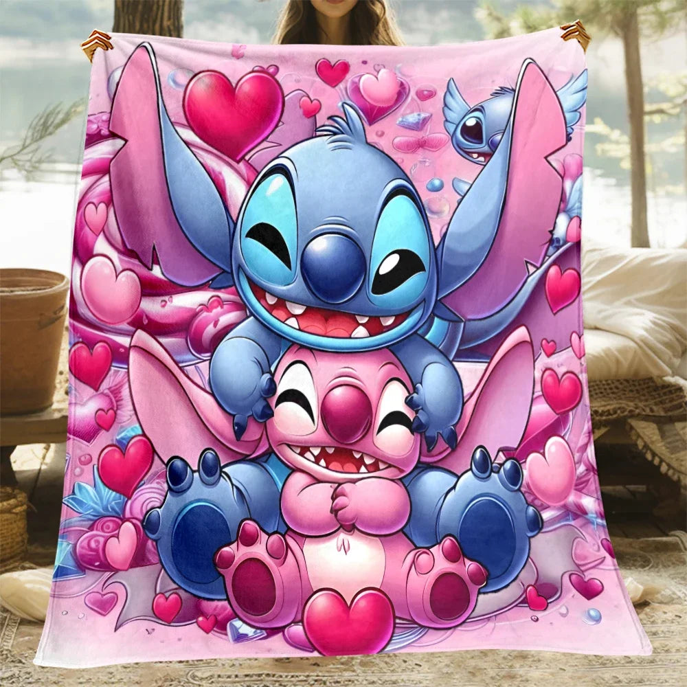 Stitch Cartoon HD-gedruckte Decken, Flanell-Überwurf, Campingdecken für Sofa, dünne Decke, modernes Modegeschenk