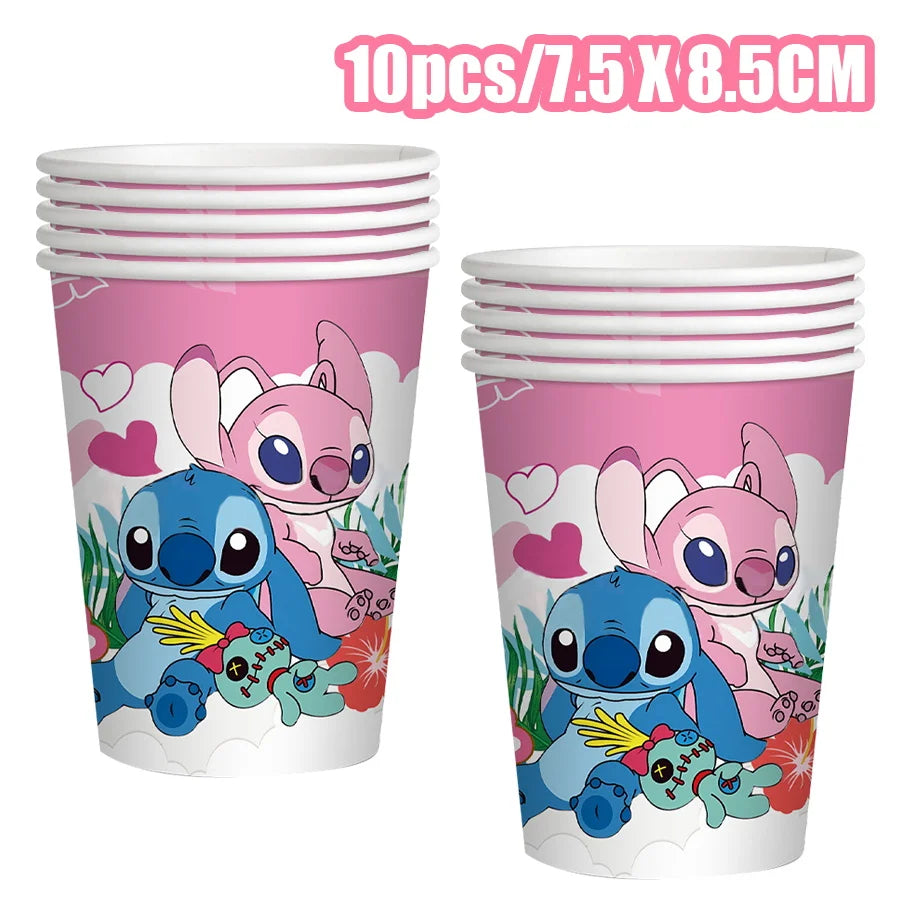 Disney Lilo und Stitch Geburtstagsparty-Dekorationen, Mix-Teller, Tasse, Serviette, Tischdecke, Stitch, Partygeschenke für Kinder, Zubehör, Deko-Set