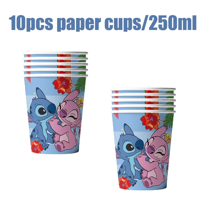 Disney Lilo und Stitch Geburtstagsparty-Dekorationen, Mix-Teller, Tasse, Serviette, Tischdecke, Stitch, Partygeschenke für Kinder, Zubehör, Deko-Set