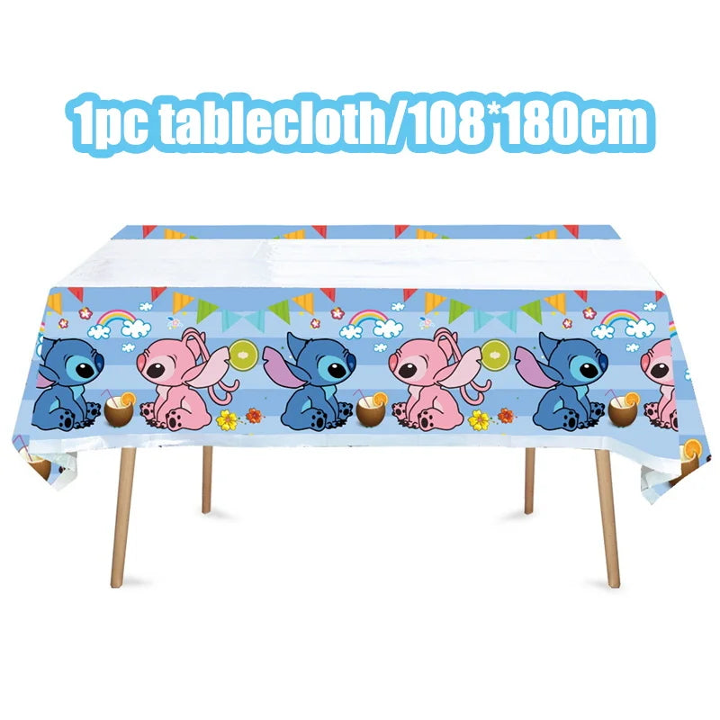 Disney Lilo und Stitch Geburtstagsparty-Dekorationen, Mix-Teller, Tasse, Serviette, Tischdecke, Stitch, Partygeschenke für Kinder, Zubehör, Deko-Set