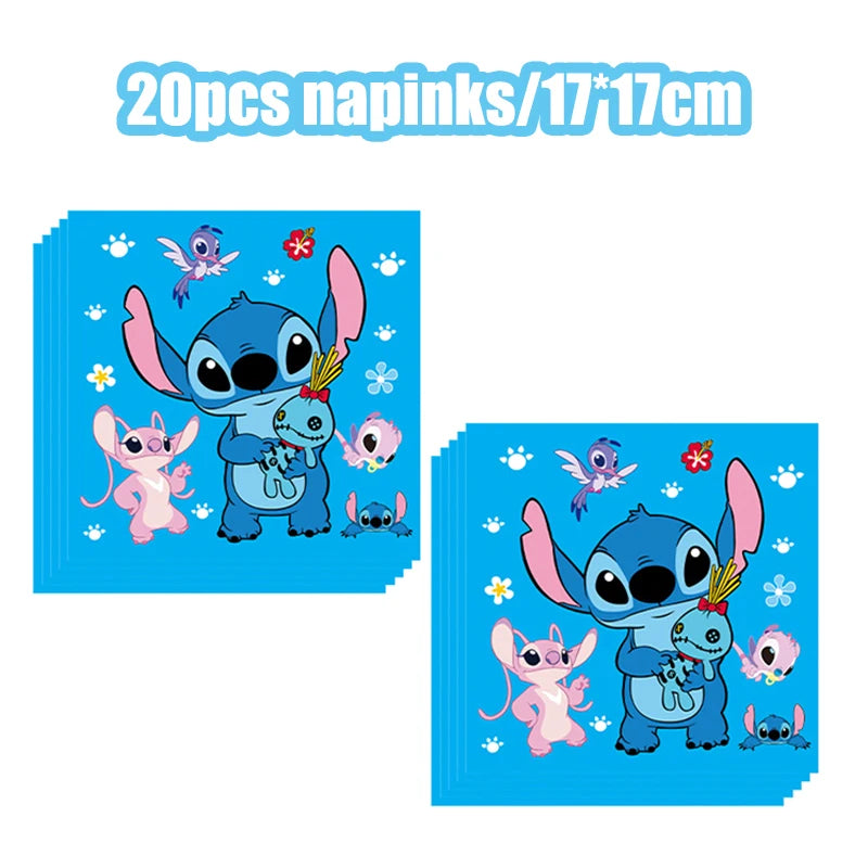 Disney Lilo und Stitch Geburtstagsparty-Dekorationen, Mix-Teller, Tasse, Serviette, Tischdecke, Stitch, Partygeschenke für Kinder, Zubehör, Deko-Set