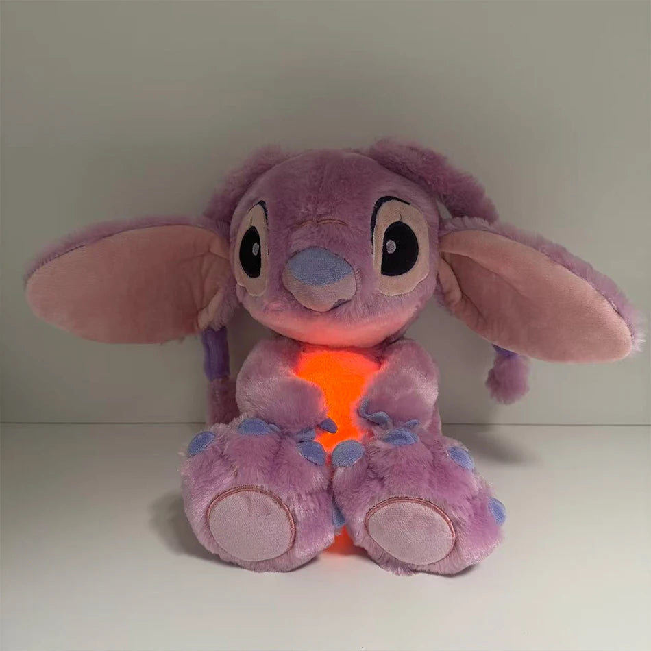 2025 heißer Lilo & Stitch Plüsch Puppe Atem Kind Peluche Kawaii Beruhigt Spielzeug Anime Baby Musik Licht Schlaf Spielzeug rosa Stich Kind Geschenke