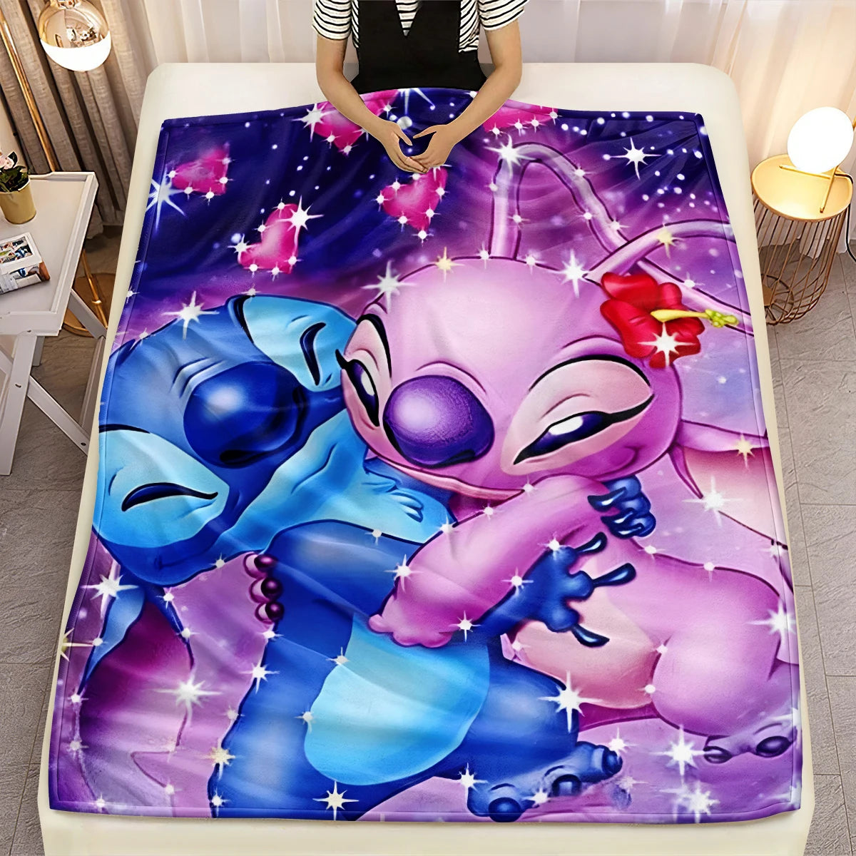Lilo & Stitch, Stitch bedruckte Sofa-Überwurfdecke aus weichem, warmem Flanell. Büro, Camping, Picknick, Outdoor, Nickerchenumhang, Schlafzimmerdecken.