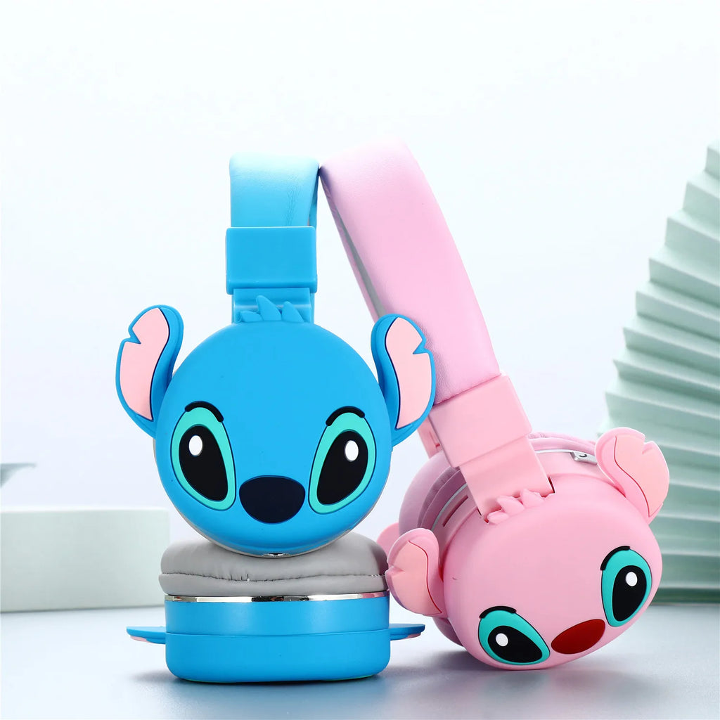 Anime Stitch Bluetooth Foldable Headphone Cartoon Cute Headset Stereo Cartoon Stitch Bluetooth Wireless Earphones Kids Gifts