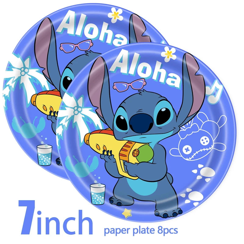 Disney Lilo und Stitch Geburtstagsparty-Dekorationen, Mix-Teller, Tasse, Serviette, Tischdecke, Stitch, Partygeschenke für Kinder, Zubehör, Deko-Set