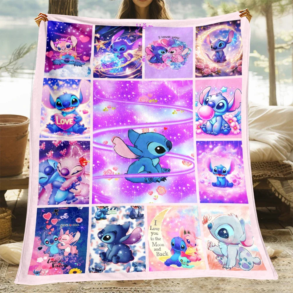 Stitch Cartoon HD-gedruckte Decken, Flanell-Überwurf, Campingdecken für Sofa, dünne Decke, modernes Modegeschenk