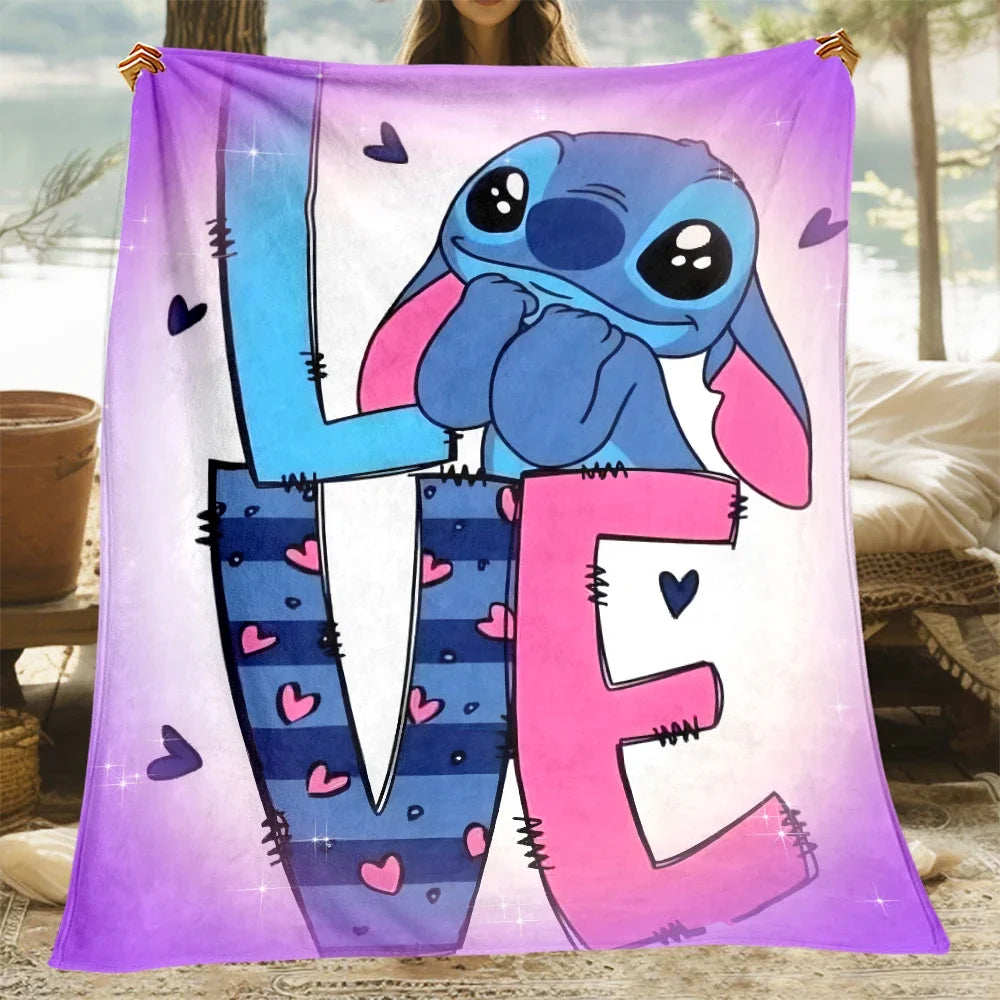 Stitch Cartoon HD-gedruckte Decken, Flanell-Überwurf, Campingdecken für Sofa, dünne Decke, modernes Modegeschenk
