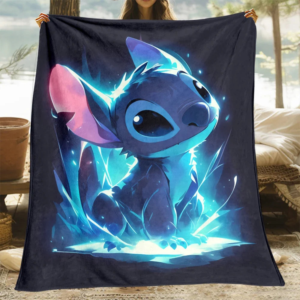 Stitch Cartoon HD-gedruckte Decken, Flanell-Überwurf, Campingdecken für Sofa, dünne Decke, modernes Modegeschenk