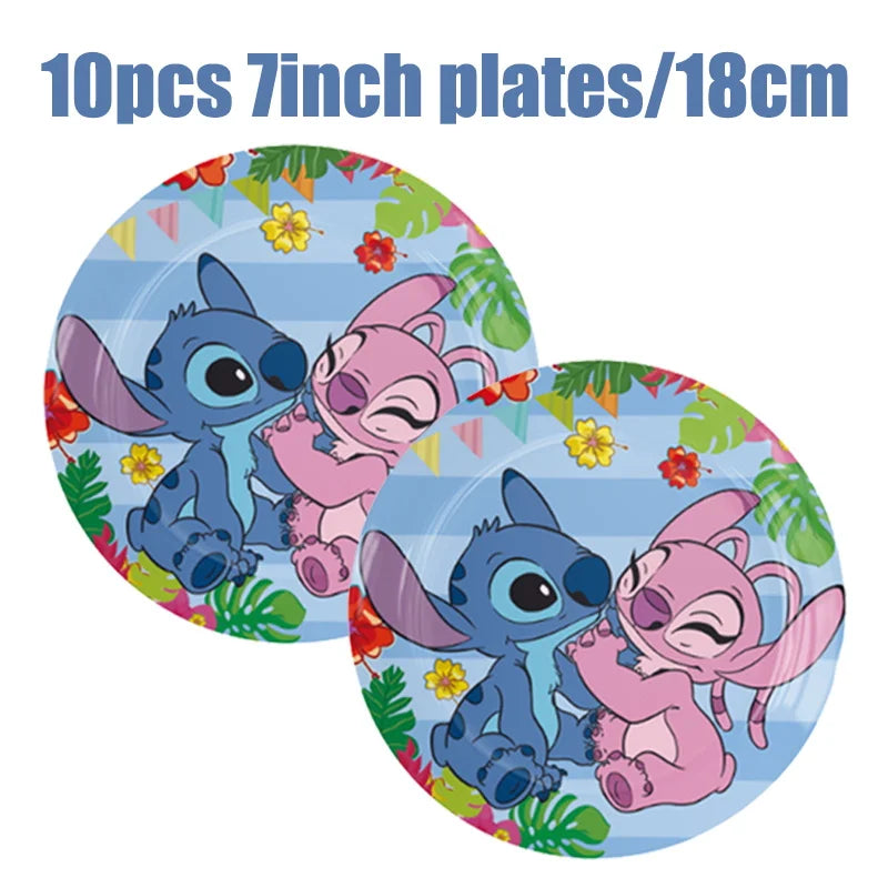 Disney Lilo und Stitch Geburtstagsparty-Dekorationen, Mix-Teller, Tasse, Serviette, Tischdecke, Stitch, Partygeschenke für Kinder, Zubehör, Deko-Set