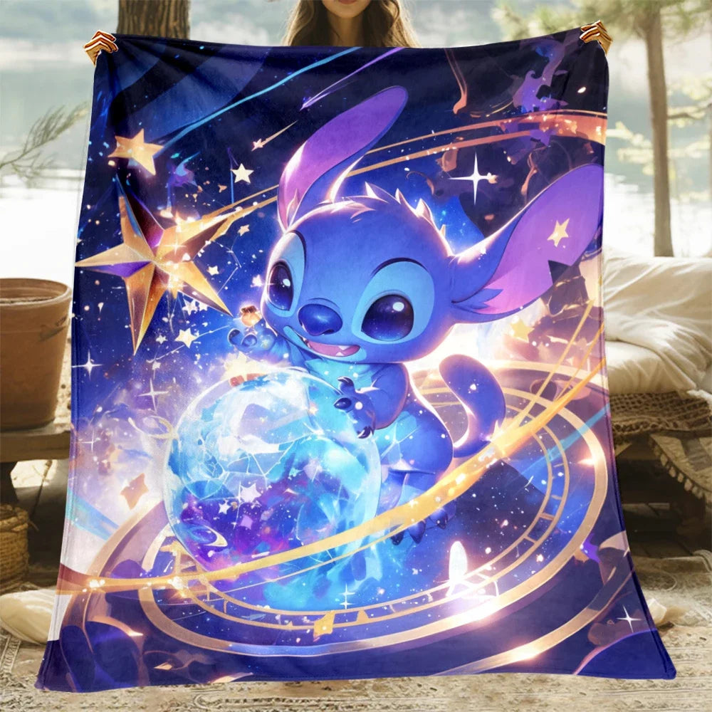 Stitch Cartoon HD-gedruckte Decken, Flanell-Überwurf, Campingdecken für Sofa, dünne Decke, modernes Modegeschenk