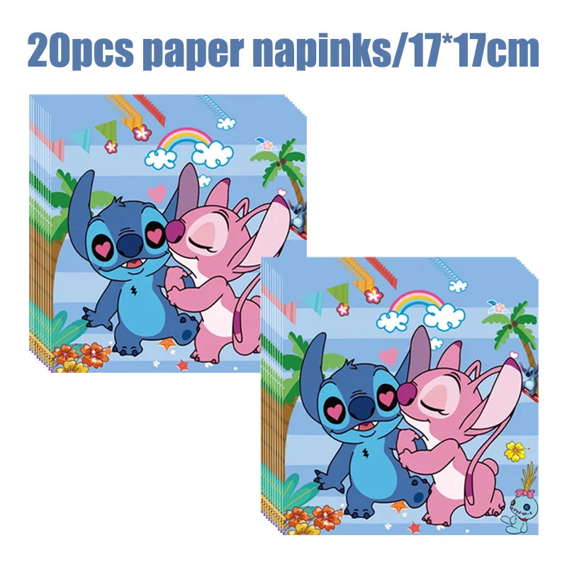 Disney Lilo und Stitch Geburtstagsparty-Dekorationen, Mix-Teller, Tasse, Serviette, Tischdecke, Stitch, Partygeschenke für Kinder, Zubehör, Deko-Set