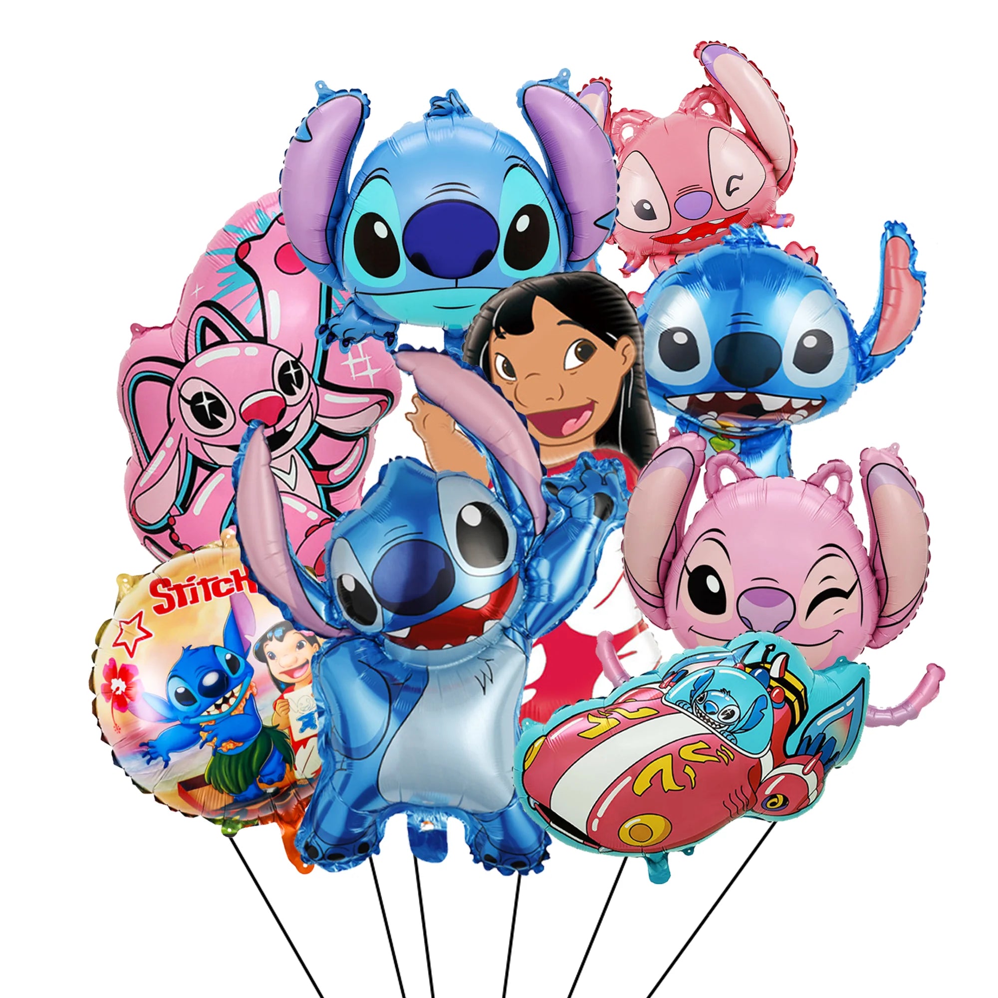 Stitch Party Dekorationen, 8 Stück Stitch Party Folienballons – Stitch Folienballons und Lilo Angel Folienballons für Stitch Party