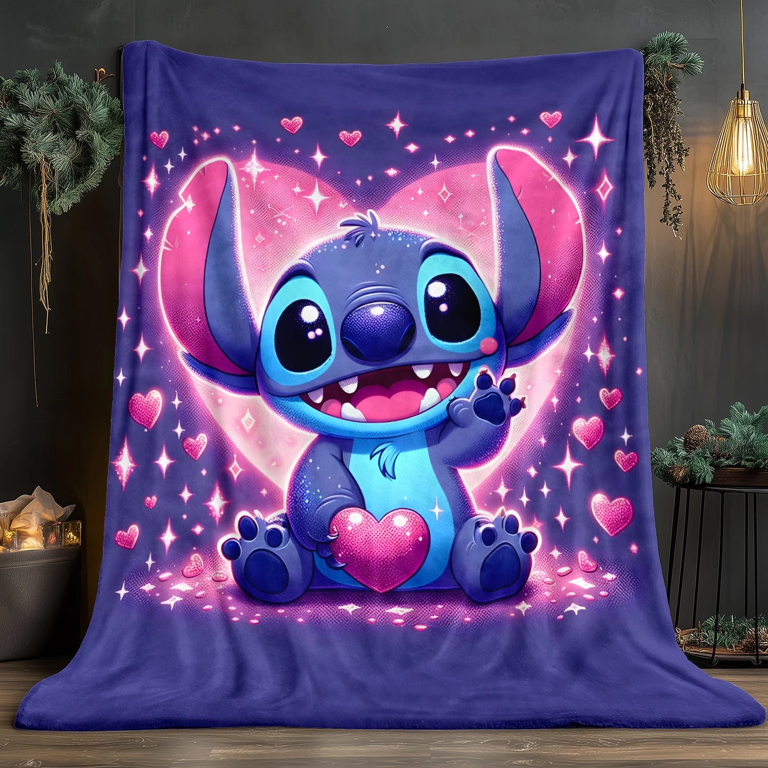 Lilo & Stitch, Stitch bedruckte Sofa-Überwurfdecke aus weichem, warmem Flanell. Büro, Camping, Picknick, Outdoor, Nickerchenumhang, Schlafzimmerdecken.