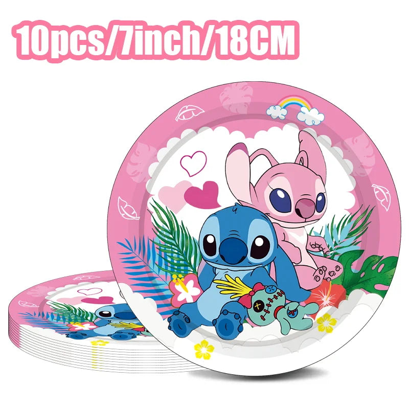 Disney Lilo und Stitch Geburtstagsparty-Dekorationen, Mix-Teller, Tasse, Serviette, Tischdecke, Stitch, Partygeschenke für Kinder, Zubehör, Deko-Set