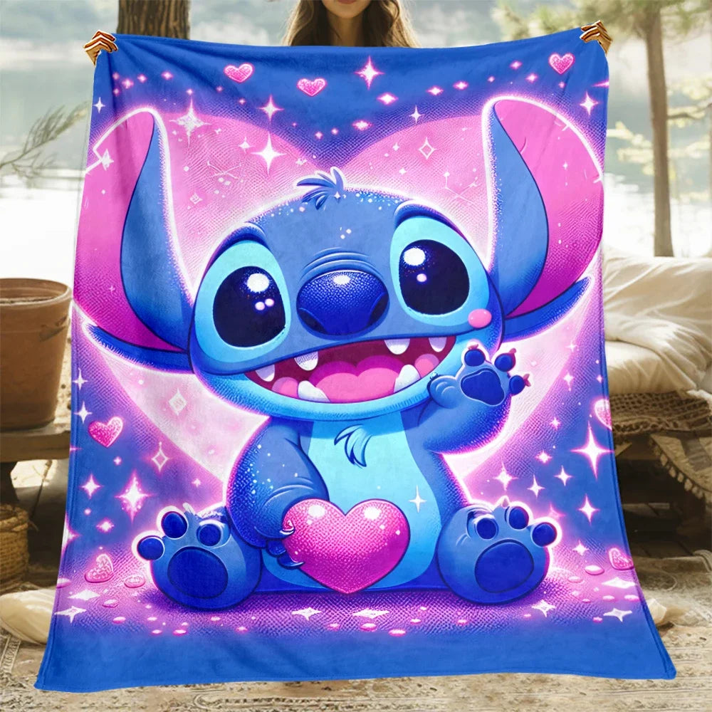 Stitch Cartoon HD-gedruckte Decken, Flanell-Überwurf, Campingdecken für Sofa, dünne Decke, modernes Modegeschenk