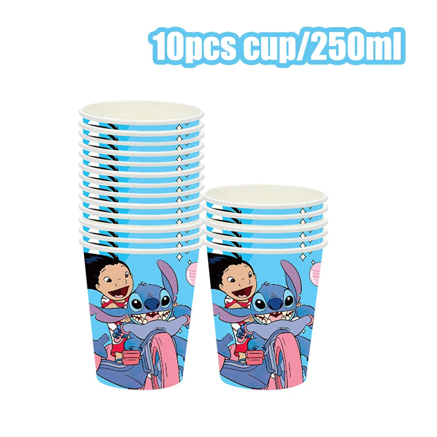 Disney Lilo und Stitch Geburtstagsparty-Dekorationen, Mix-Teller, Tasse, Serviette, Tischdecke, Stitch, Partygeschenke für Kinder, Zubehör, Deko-Set