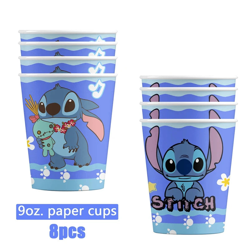 Disney Lilo und Stitch Geburtstagsparty-Dekorationen, Mix-Teller, Tasse, Serviette, Tischdecke, Stitch, Partygeschenke für Kinder, Zubehör, Deko-Set