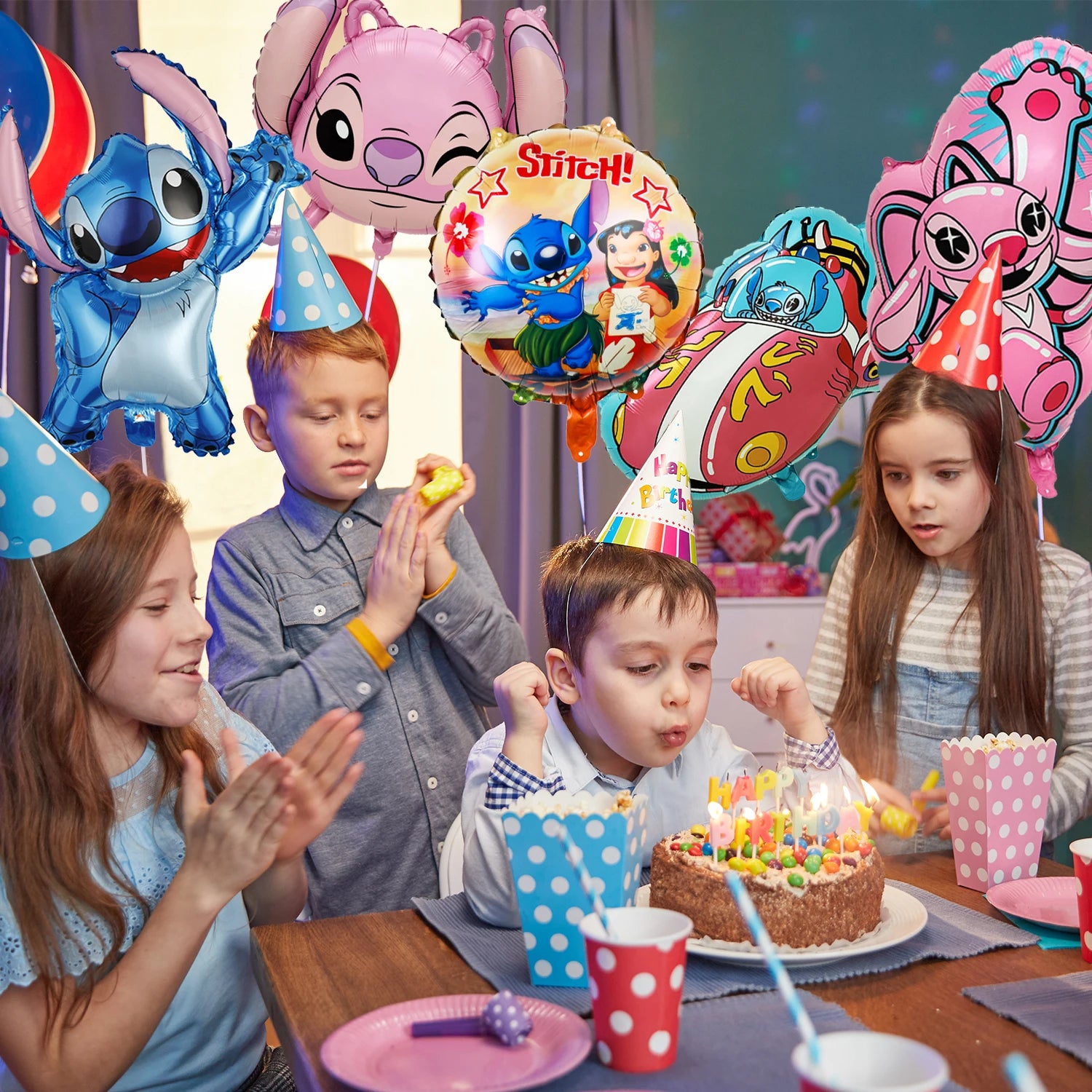 Stitch Party Dekorationen, 8 Stück Stitch Party Folienballons – Stitch Folienballons und Lilo Angel Folienballons für Stitch Party