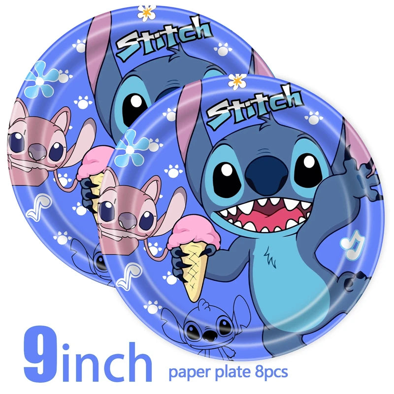 Disney Lilo und Stitch Geburtstagsparty-Dekorationen, Mix-Teller, Tasse, Serviette, Tischdecke, Stitch, Partygeschenke für Kinder, Zubehör, Deko-Set