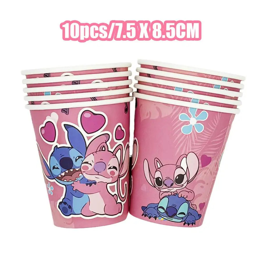 Disney Lilo und Stitch Geburtstagsparty-Dekorationen, Mix-Teller, Tasse, Serviette, Tischdecke, Stitch, Partygeschenke für Kinder, Zubehör, Deko-Set