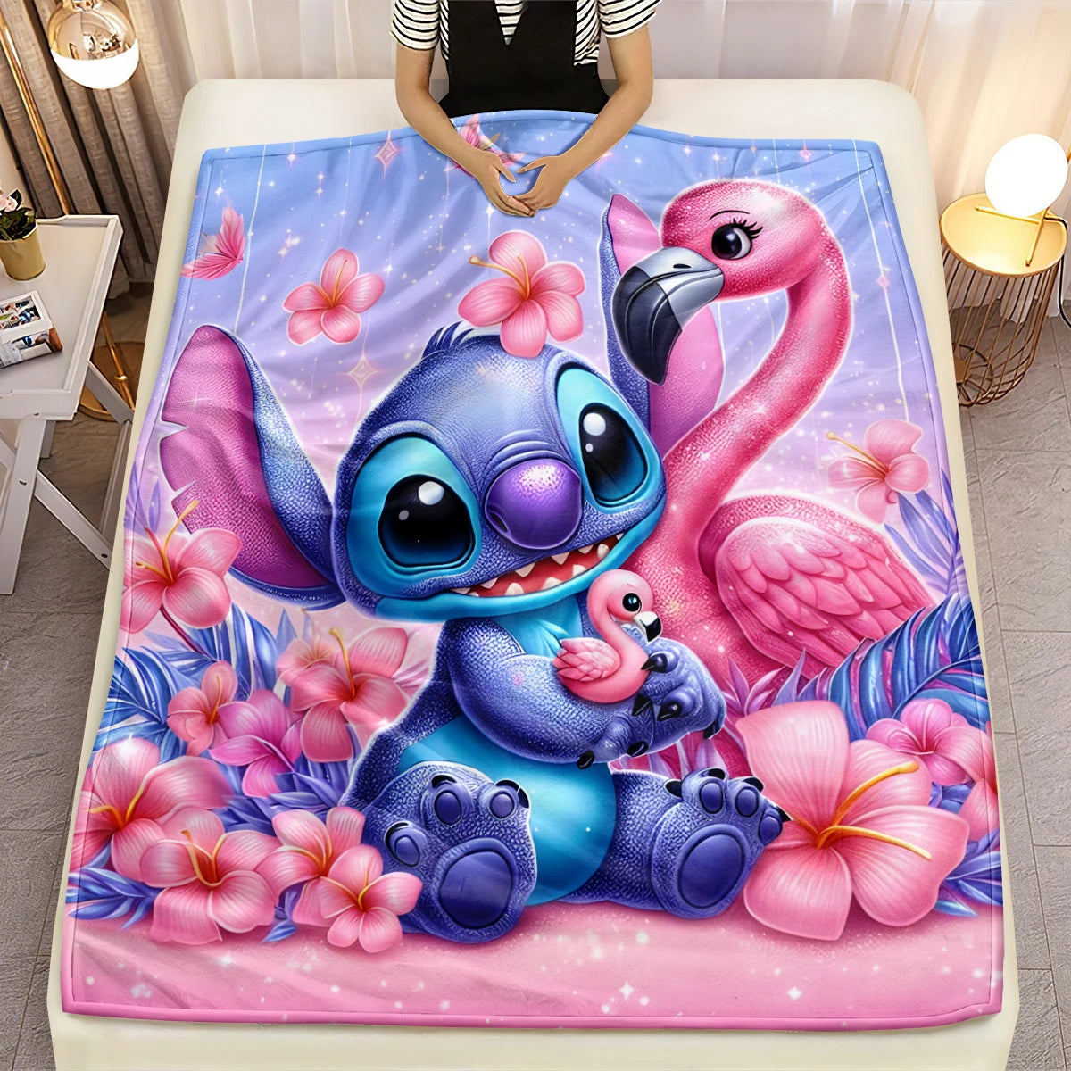 Lilo & Stitch, Stitch bedruckte Sofa-Überwurfdecke aus weichem, warmem Flanell. Büro, Camping, Picknick, Outdoor, Nickerchenumhang, Schlafzimmerdecken.