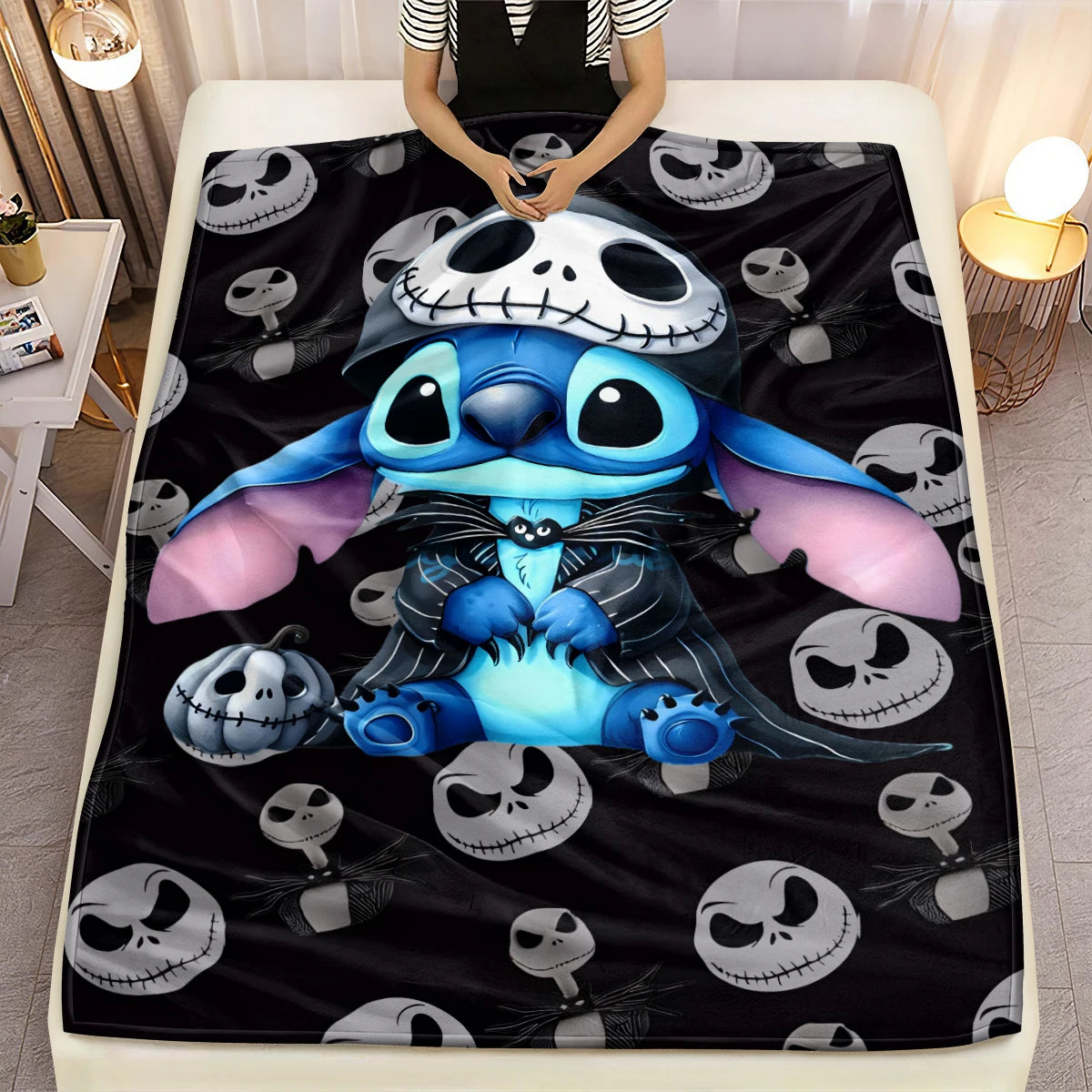 Lilo & Stitch, Stitch bedruckte Sofa-Überwurfdecke aus weichem, warmem Flanell. Büro, Camping, Picknick, Outdoor, Nickerchenumhang, Schlafzimmerdecken.