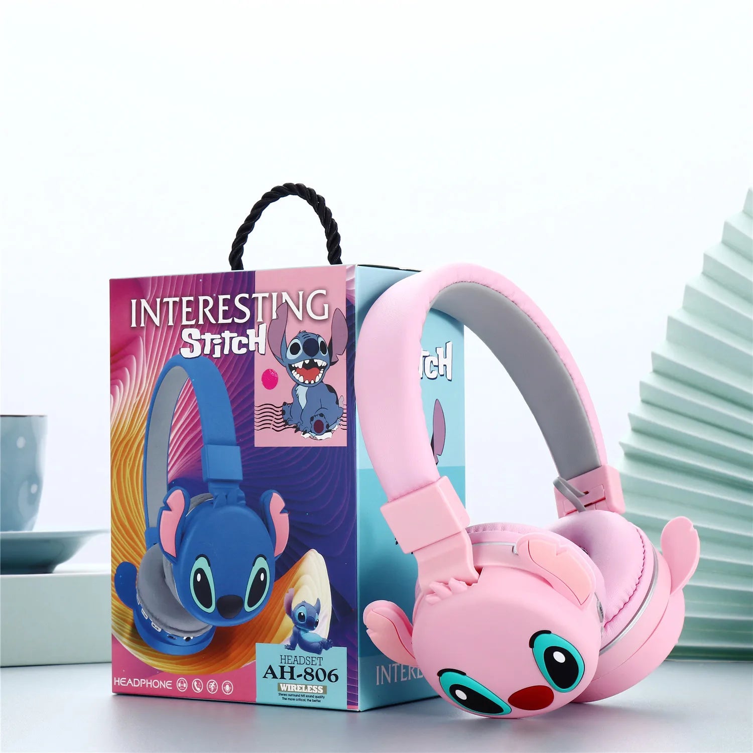 Anime Stitch Bluetooth Foldable Headphone Cartoon Cute Headset Stereo Cartoon Stitch Bluetooth Wireless Earphones Kids Gifts