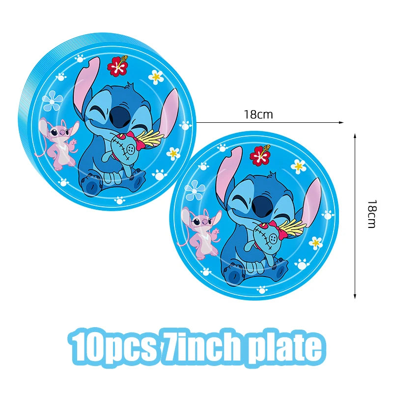 Disney Lilo und Stitch Geburtstagsparty-Dekorationen, Mix-Teller, Tasse, Serviette, Tischdecke, Stitch, Partygeschenke für Kinder, Zubehör, Deko-Set
